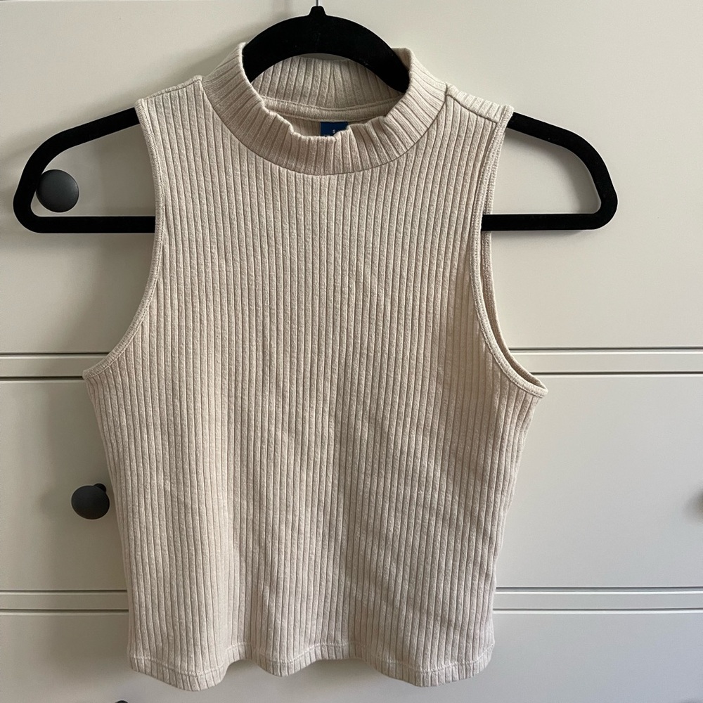 Mock-Neck Rib-Knit Top